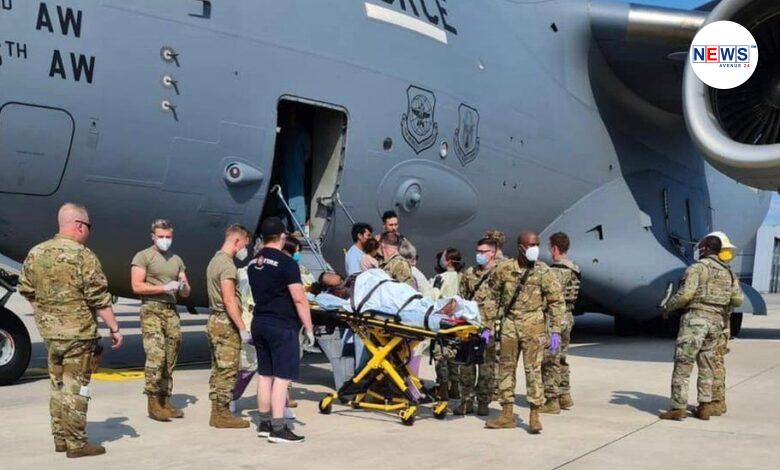 Medical staff helped deliver the baby in the plane's cargo hold at Ramstein Air Base in Germany